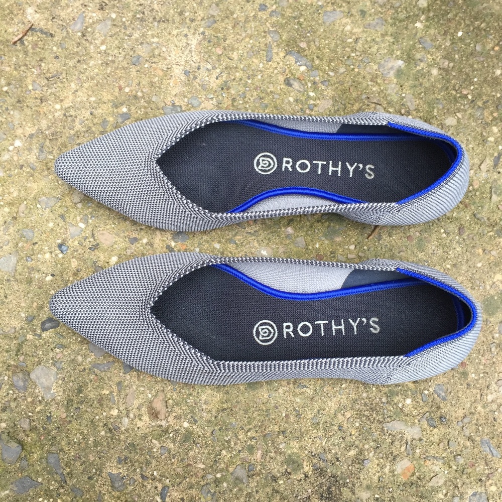Rothy’s Cloud Grey Birdseye Point Flats 7.5